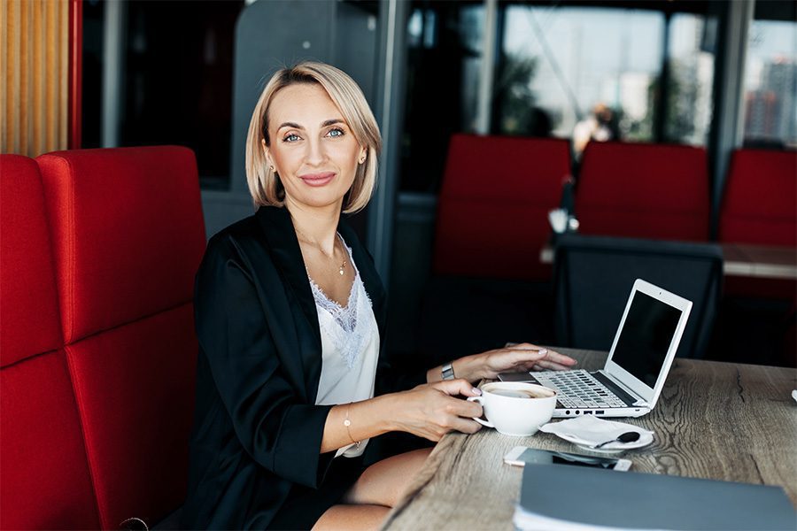 a beautiful blonde girl uses a laptop and works in 2021 06 30 23 41 50 utc